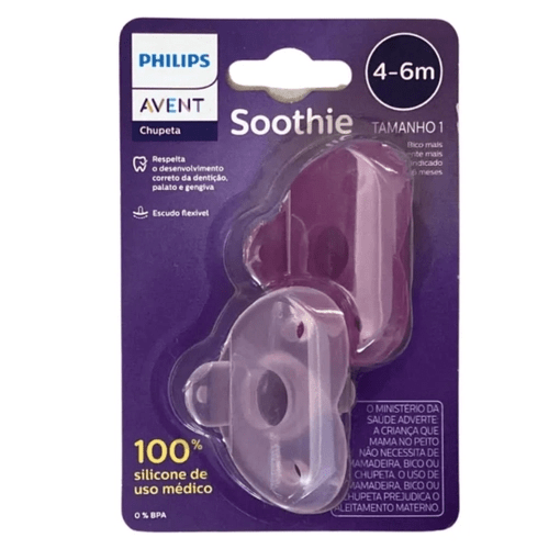 KIT 2 CHUPETAS SOOTHIE AVENT NOVO MODELO 4 A 6 MESES ROSA