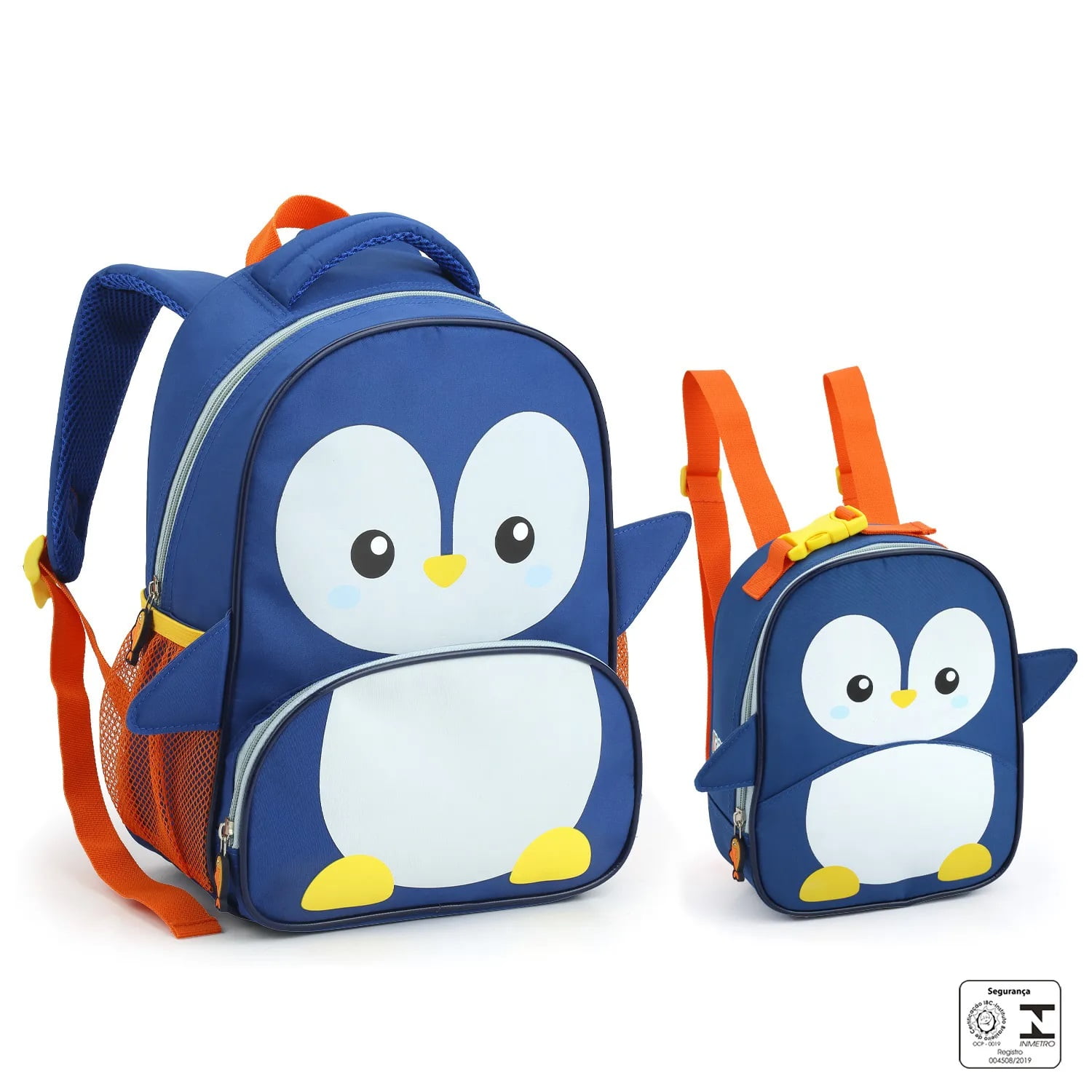 KIT MOCHILA COSTAS COM LANCHEIRA PINGUIM AZUL SEANITE