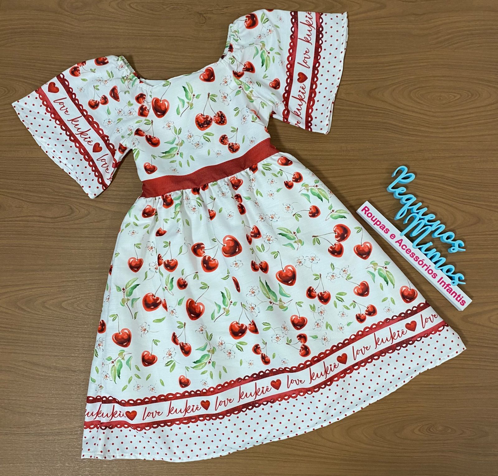 VESTIDO INFANTIL FESTAS KUKIE KIDS CEREJA