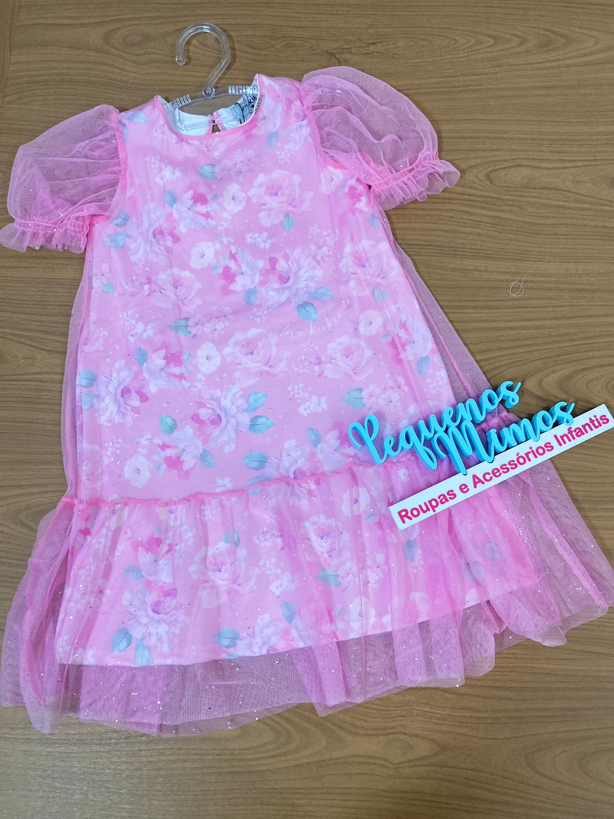 VESTIDO KUKIE FESTAS FLORAL EM TULE  KUKIE