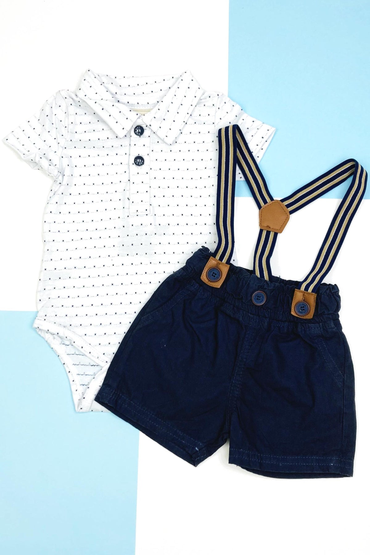 CONJUNTO BODY CAMISA E BERMUDA LUCBOO BABY BRANCO