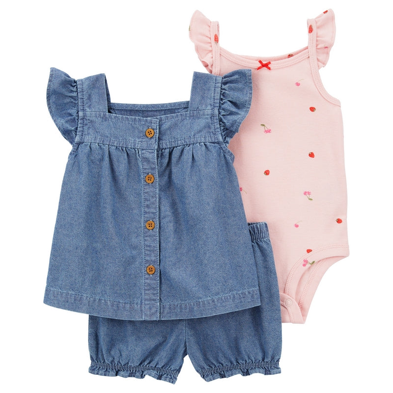 CONJUNTO 3 PEÇAS CARTERS MENINA JEANS