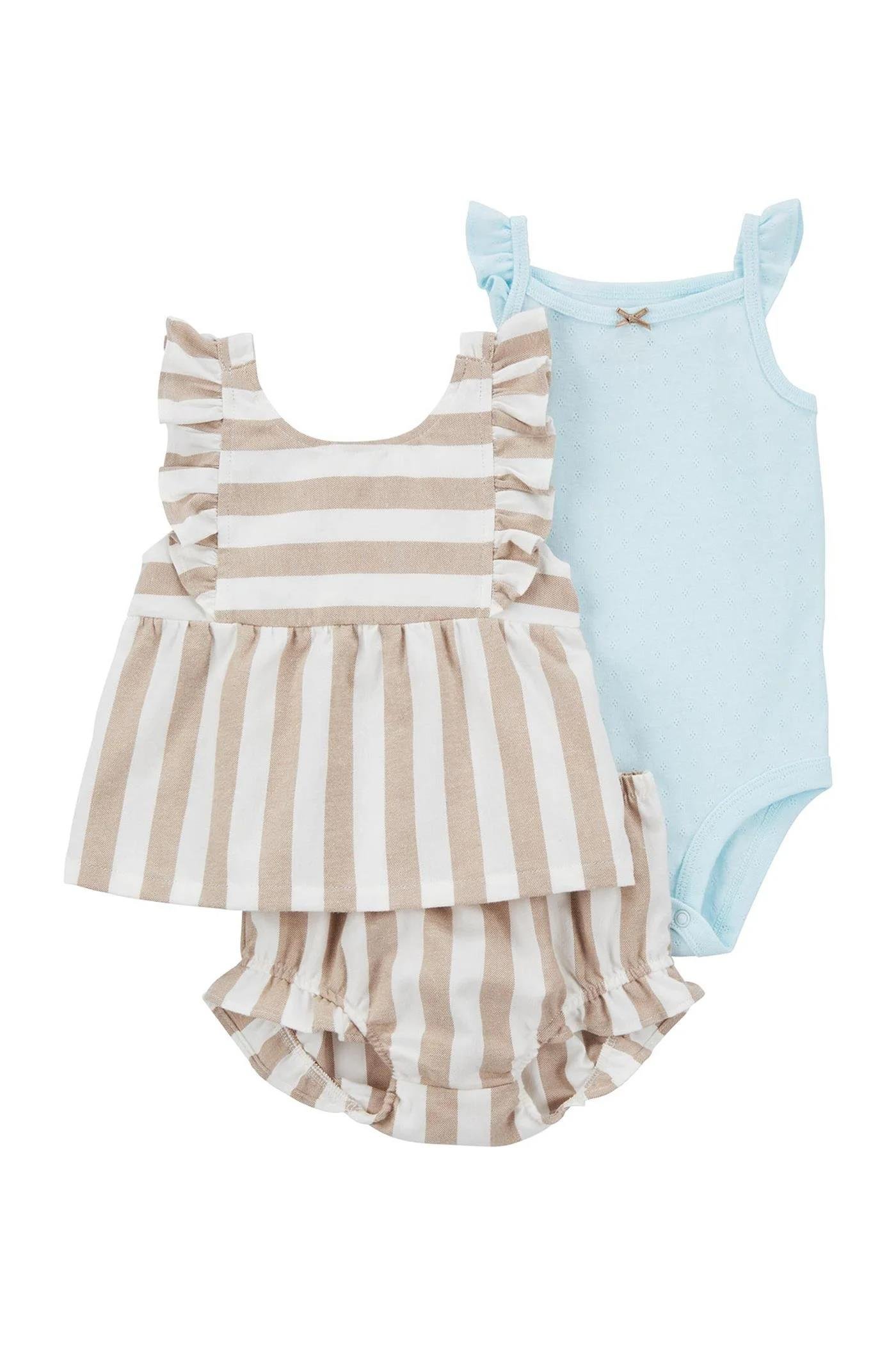 CONJUNTO 3 PEÇAS CARTERS MENINA LISTRAS