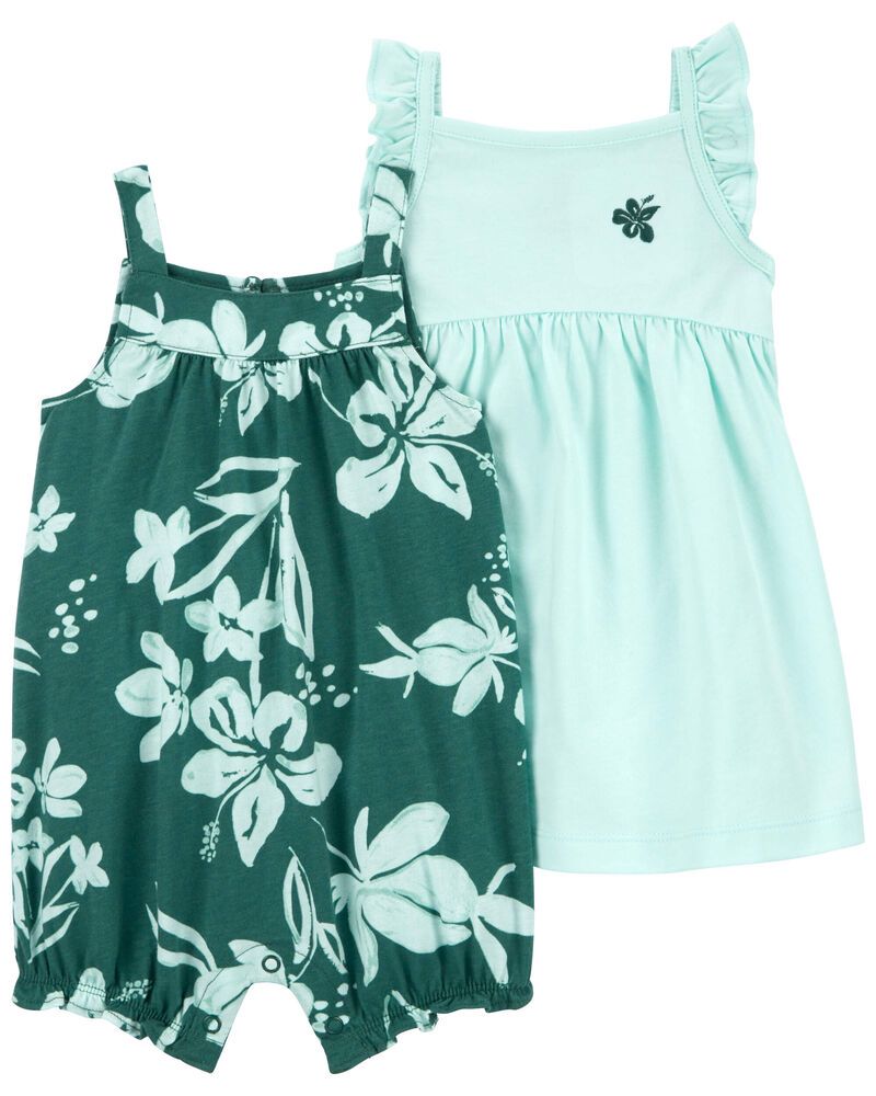 KIT ROMPER E VESTIDO CARTERS VERDE