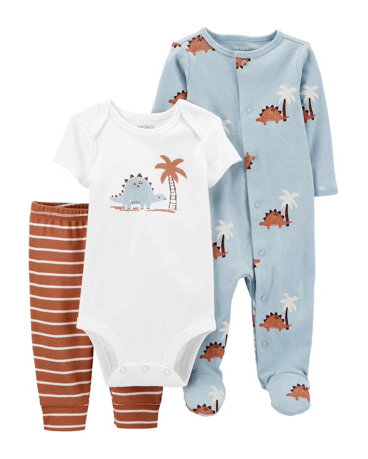 CONJUNTO 3 PEÇAS CARTERS COM MACACÃO CARTERS DINO