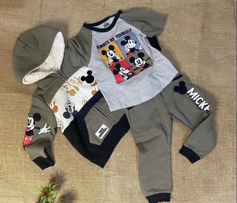 CONJUNTO 3 PEÇAS MOLETOM PELUCIADO MICKEY MOUSE