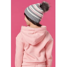 GORRO TOUCA TRICOT KUKIE MENINA POMPOM CINZA