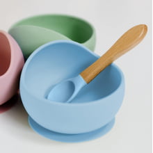 BOWL EM SILICONE COM VENTOSA AZUL BUBA