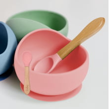 BOWL EM SILICONE COM VENTOSA ROSA BUBA