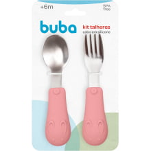 KIT TALHERES SILICONE E ACO INOXIDAVEL COELHINHO BUBA