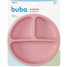 PRATINHO EM SILICONE COM VENTOSA ROSA BUBA