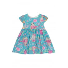 VESTIDO INFANTIL KUKIE BABY ALECRIM FESTA NA SELVA AZUL