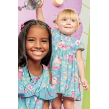 VESTIDO INFANTIL KUKIE BABY ALECRIM FESTA NA SELVA AZUL