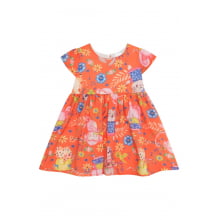 VESTIDO INFANTIL KUKIE BABY ALECRIM FESTA NA SELVA LARANJA