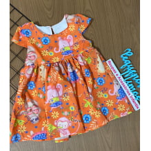 VESTIDO INFANTIL KUKIE BABY ALECRIM FESTA NA SELVA LARANJA