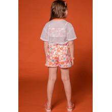 CONJUNTO 3 PEÇAS KUKIE KIDS SOBREPOSIÇÃO COM SHORT LARANJA