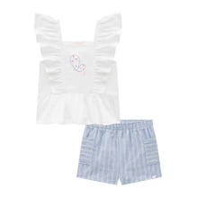 CONJUNTO BATA E SHORT KUKIE BABY BORBOLETA AZUL