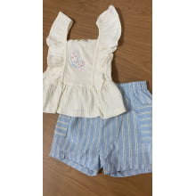 CONJUNTO BATA E SHORT KUKIE BABY BORBOLETA AZUL