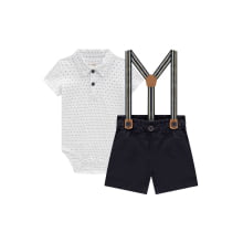 CONJUNTO BODY CAMISA E BERMUDA LUCBOO BABY BRANCO