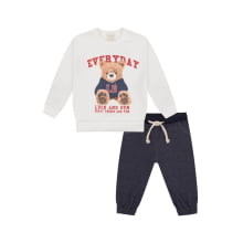 CONJUNTO INVERNO MOLETOM LUCBOO BABY URSO TED OFF WHITE