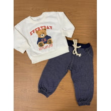 CONJUNTO INVERNO MOLETOM LUCBOO BABY URSO TED OFF WHITE