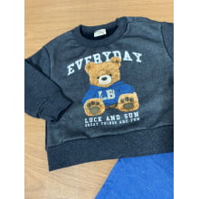 CONJUNTO INVERNO MOLETOM LUCBOO BABY URSO TED PRETO