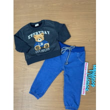 CONJUNTO INVERNO MOLETOM LUCBOO BABY URSO TED PRETO