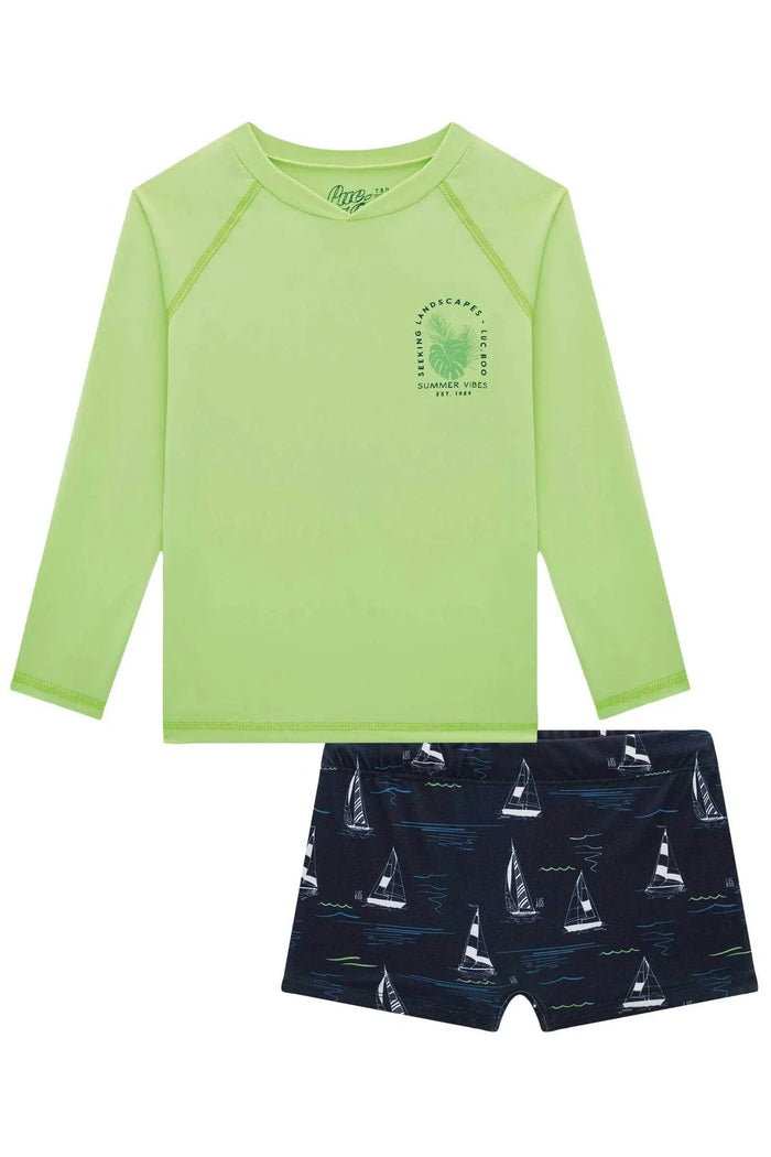 ROUPA DE BANHO KIDS MENINO VERDE  LUCBOO