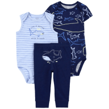 CONJUNTO 3 PEÇAS CARTERS MENINO AZUL BALEIA