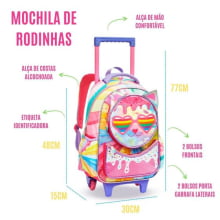 KIT MOCHILA COM LANCHEIRA E ESTOJO  GATINHA HOLOGRAFICA DENLEX