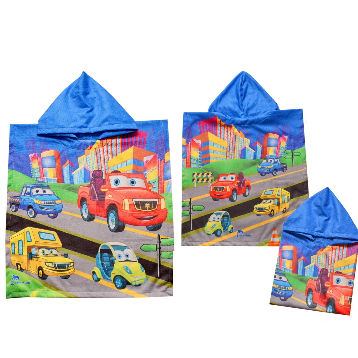 TOALHA PONCHO INFANTIL CARROS